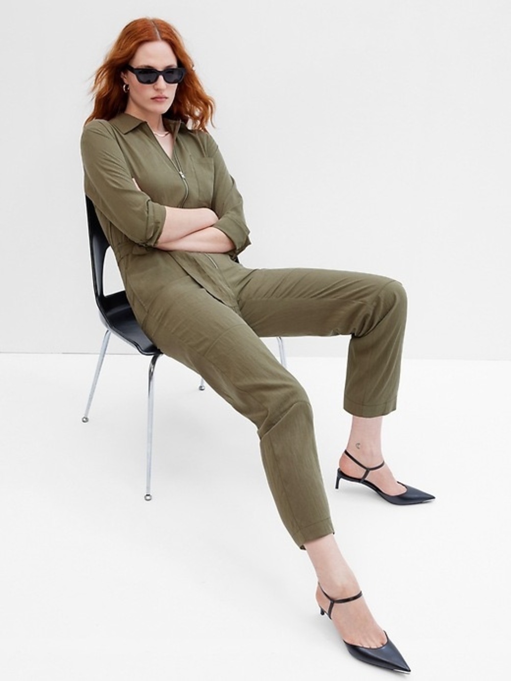 Gap Tencel Lyocell Green Utility Jumpsuit Size 4 *no belt*